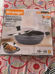 Orange Granico Deep Kadai with Lid