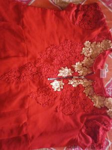 Elegant Red Embellished Top