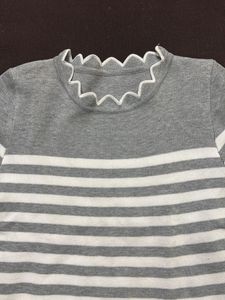 Striped Ruffled Neck T-Shirt