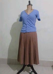Flowy Pleated Vintage Midi Skirt