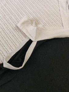 Black &amp; White Cold Shoulder Top