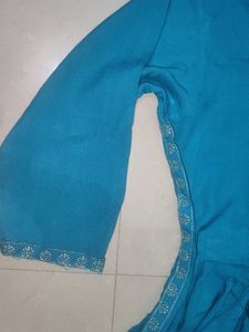 Teal Kurta with Gold Embroidery