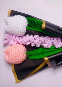 Crochet Tulips And Lavender Flower Bouquet