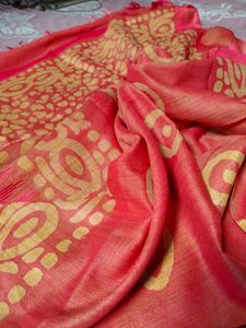 Vibrant Red &amp; Gold batik print dupatta