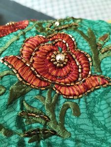 Elegant Green Embroidered Saree