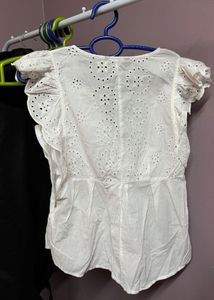 Chic White Broderie Anglaise Wrap Top