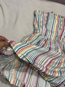 Colorful Striped Strapless Dress