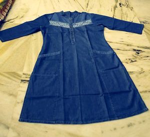 Denim 2 Pockets Embroidery Kurta