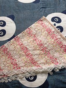Floral Print hair bandana with Lace Trim