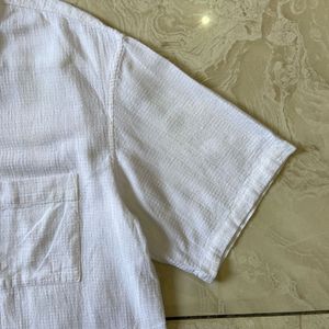 White Short Sleeve Button-Up Shirt
