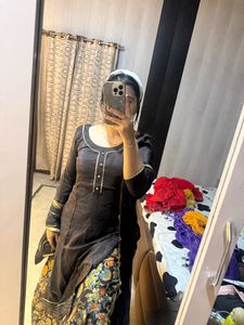 Elegant Black Kurta &amp; Skirt set😍🦋✨