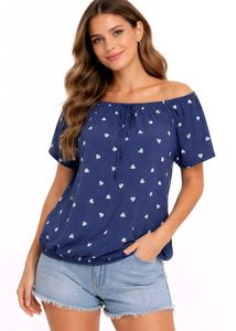 Cute Blue Heart Print Top 💙