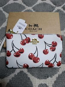 Coach Cherry Print Wristlet Pouch