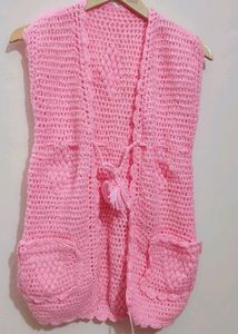 Pink💕Winter Shrug For Baby Girl 6-8 Year, 30 Bust