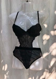 401110. Black Lace Teddy Bodysuit