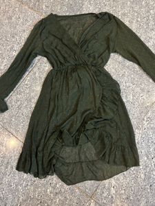 Chic Olive Green Mini Dress