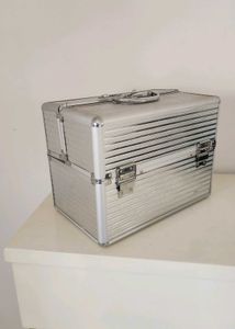 Silver Makeup Train Case