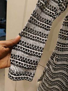 Sheer Striped Open-Front shrug in S