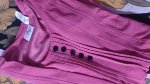 Pink Pleated Short Sleeve Top