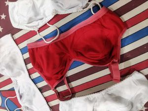 Set of 4 Bras - Red &amp; White