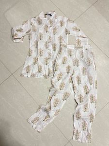 Elegant White Floral Print Co-ord Set