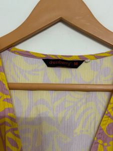 V-Neck Tropical Print Mini Dress