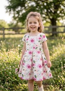 Beautiful Floral Box-Pleat Party Dress