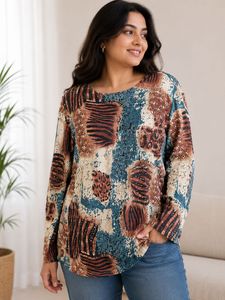 Abstract Print Long Sleeve Top
