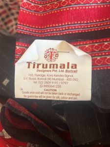BLACK RED &amp; WHITE COTTON SAREE