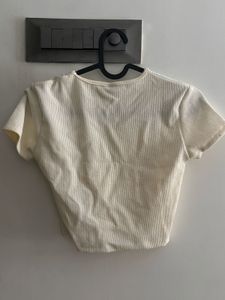 Cream Textured Crop Top