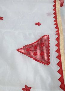 20)Fresh White Pure Cotton Saree