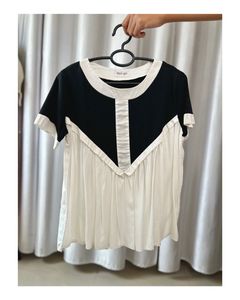 Chic Black & White Pleated Top