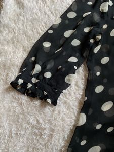 Chic Polka Dot Ruffle Blouse