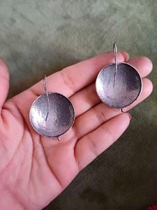 oxidized Silverlookalike lightweight Round Earring