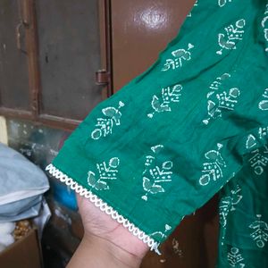 Green Printed Kurta with pant