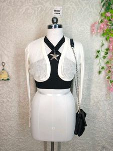 Sheer White Cropped Cardigan