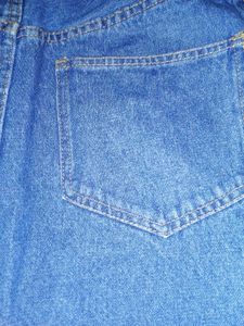 Blue Denim Midi Skirt with Slit