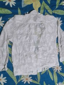 White Textured Button-Up Shirt