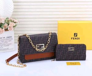 Latest Fendi FF Motif Wallet On Chain Baguette Bag