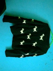 Dog Print Black Sweater