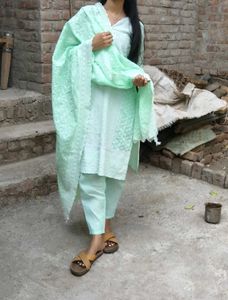 Elegant Mint Green Embroidered Kurta Set