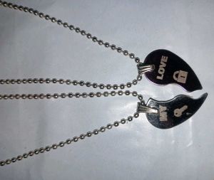 Couple Heart Necklace Set