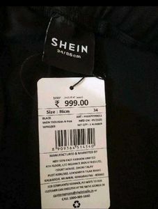 Straight Fit Full Length Black Pant With Pockets