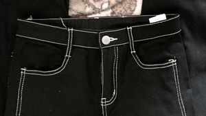 boot cut black twilight/grunge denim pants with wh