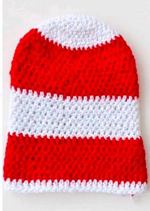 🧶Handmade Crochet Baby Beanie – Red &amp; White