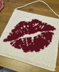 -`♡´-Crochet Lips Tapestry-`♡´-