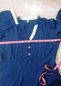 Blue Tunic Top with White Trim