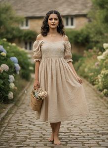 Vintage Vibe Cottagecore Embroidered Dress- L