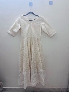 Aacho White Dress With Dupatta