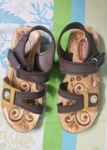 Purma Brown Fancy Sandals for Girls (Size 8)